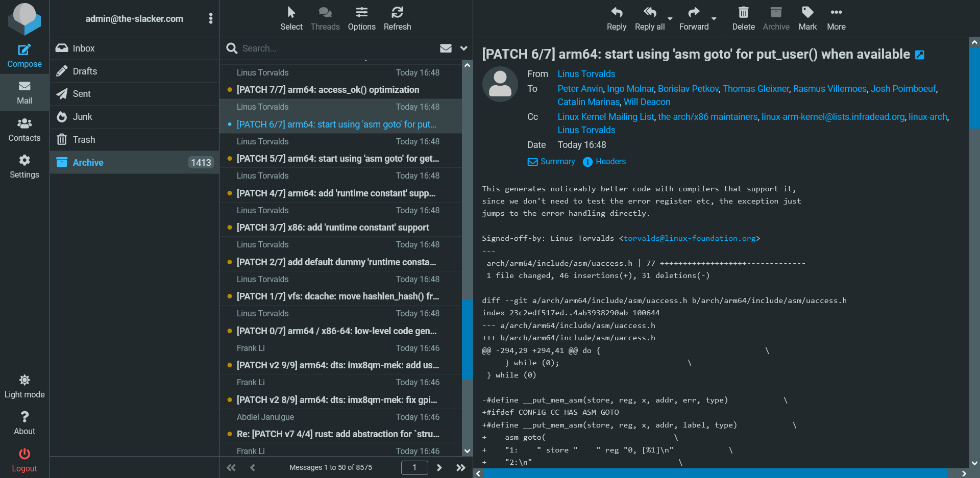 Slackware Linux Roundcube Screenshot